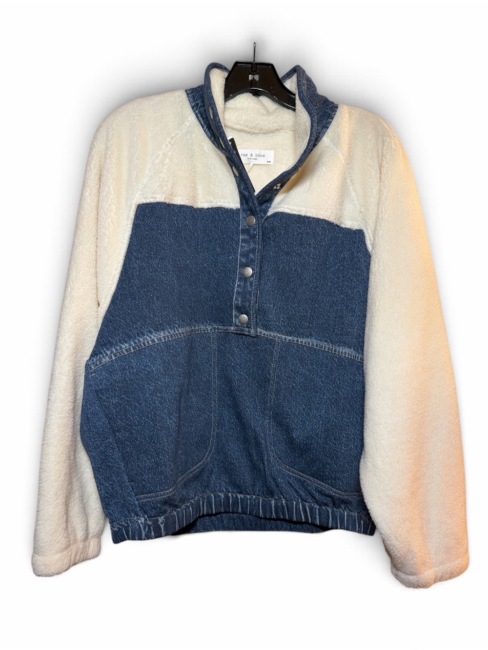 Rag & bone Denim & Cream Miramar Sherpa Pullover Jacket NWT